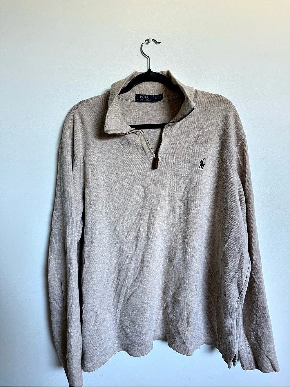 Polo Ralph Lauren Cotton Quarter-Zip Sweater Beige XL